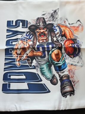 Cowboy Football Player Graphic Throw Pillow Case - Blue, Green, Orange